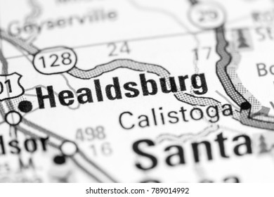 Healdsburg. California. USA On A Map.