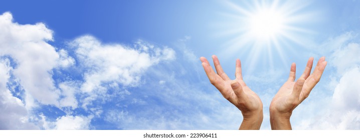 Healers Hands Outstretched Bright Sunburst Above Stock Photo Shutterstock