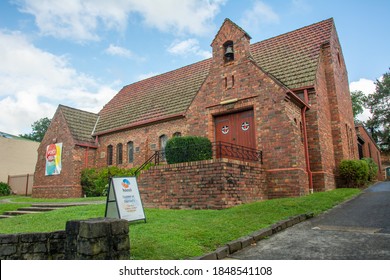 Healesville, Australia - February 19 – Red Brick Healesville Uniting Church Building On The Main Street In Healesville, Shire Of Yarra Ranges, Victoria