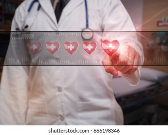 Health application touchscreen interface for improving fitness through personal heart rate five score.healthcare medical concept