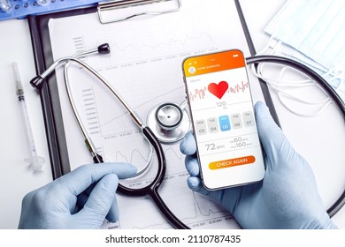 Health apps medical technology. Doctor using mobile smart phone. Online medicine application on digital smartphone screen. Mobile medicine, online doctor