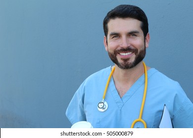 Health Is The Biggest Priority. Studio Portrait Of A Young Male Nurse Smiling With Confidence Isolated On Blue