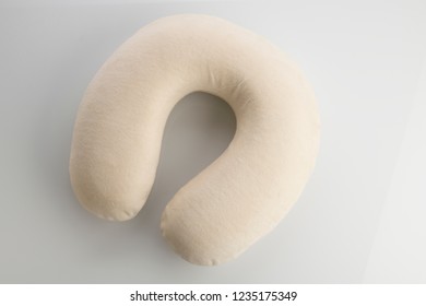 Health Care: Top View Of Travel Neck Pillow On White Background