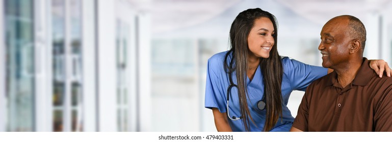 Health Care Worker Helping An Elderly Patient