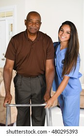 Health care worker helping an elderly patient