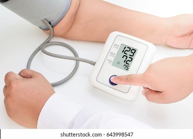 Health Concept Pregnant Women Is Taking Care For Health With Blood Pressure Monitors. High Blood Pressure, Pregnancy Risk Is Fetus