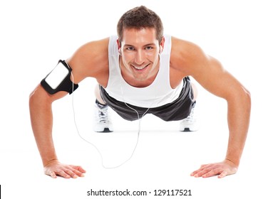 Health And Fitness / Young Sport Man Doing Exercises