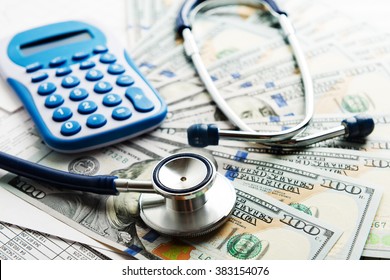 Health insurance application form with banknote and stethoscope concept for life planning 