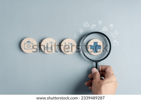 Health insurance concept. people hands holding plus and healthcare medical icon, health and access to welfare health concept.	
