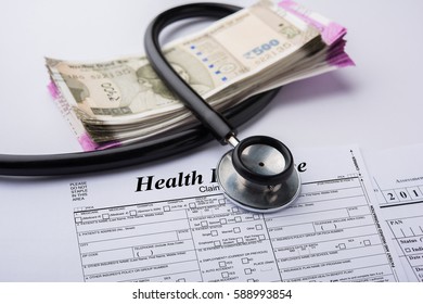 Indian Money Images Stock Photos Vectors Shutterstock - health insurance form with indian money or curr!   ency notes of 500 and 2000 rupees and stethoscope