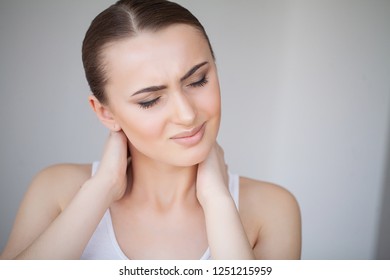 Neck Pain Woman Pain Beautiful Girl Stock Photo 1268959678 | Shutterstock