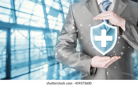 Health Protection And Insurance. Medical Healthcare. Business In Health Safety. Terminal Background. Airport, Railroad Station.