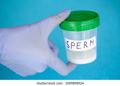 Gay sperm in container drink video