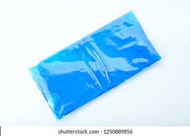 Health: Top View Of Blue Ice Pack Isolated On White Background