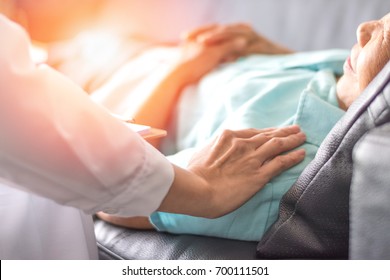 Healthcare Concept Of Professional Psychologist Doctor Consulting And Comforting Elderly Patient In Psychotherapy Session Or Counsel Diagnosis Health.