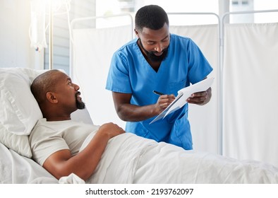 Healthcare, insurance and hospital planning by doctor and patient doing paperwork before surgery or during checkup. Help from a professional consulting with a sick man about a drug trial for cancer - Shutterstock ID 2193762097