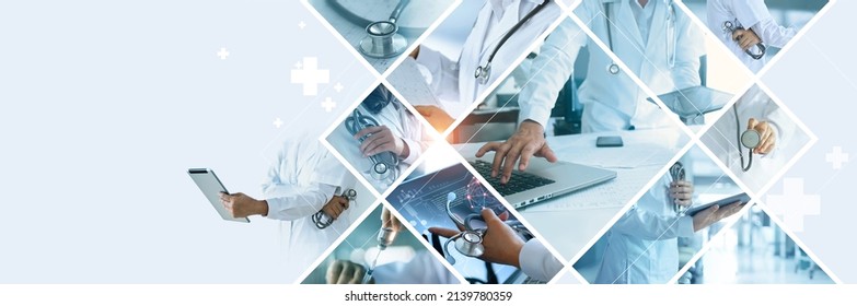Healthcare and medical doctor working in hospital with professional team in physician,nursing assistant, laboratory research and development. Medical technology service to solve people health problem
 - Shutterstock ID 2139780359