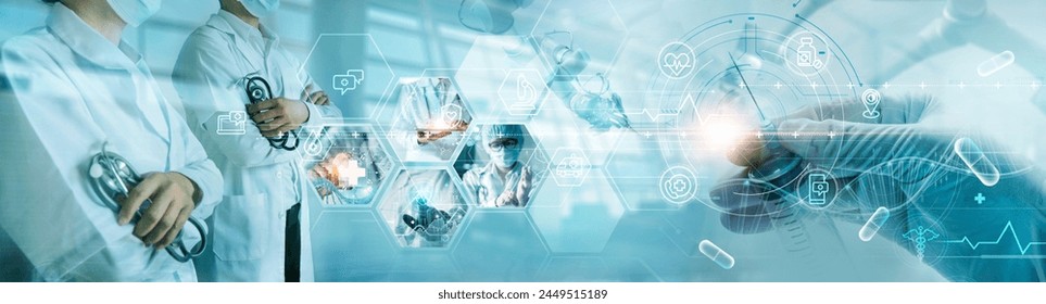 Healthcare and medical doctor working in hospital with professional team in physician,nursing assistant, laboratory research and development. Medical technology service to solve people health problem. - Powered by Shutterstock