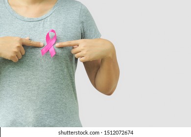 Healthcare and medicine concept. pink breast cancer awareness ribbon. - Shutterstock ID 1512072674