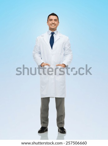 Similar – Image, Stock Photo vet in blue uniform and latex gloves