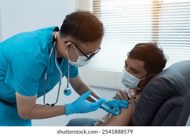 Healthcare Professional Administering Vaccine to Patient in Clinical Setting - Powered by Shutterstock