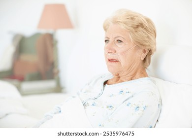 Healthcare, senior woman and depression for illness, fear and thinking of disease, hospital or medicine. Mental health, contemplating and elderly person with dementia, treatment or worry for recovery - Powered by Shutterstock