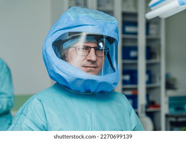 Healthcare surgical hospital protection. Surgery sterile protection suit. - Shutterstock ID 2270699139