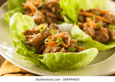 Healthy Asian Chicken Lettuce Wrap With Carrots