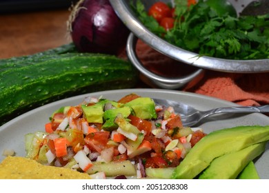 Healthy, Authentic Crab Ceviche Surrounded By Ingredients