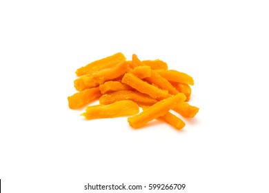 Healthy Baked Sweet Potato Fries Isolated On White