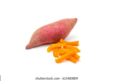 Healthy Baked Sweet Potato Fries Isolated On White