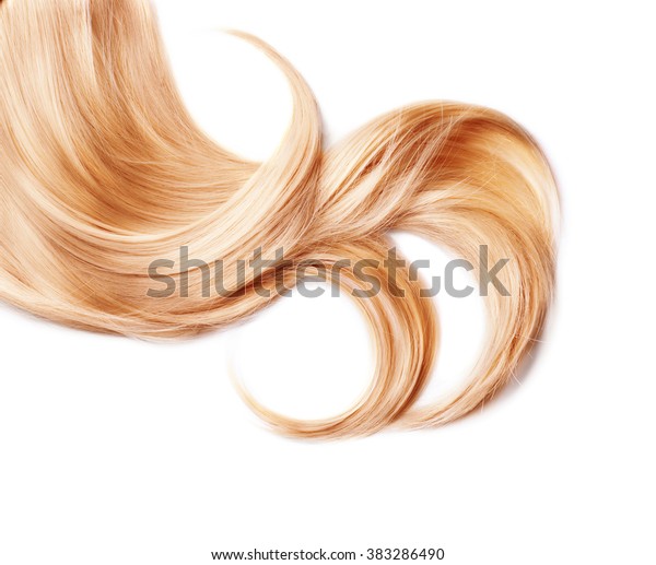 白い背景に健康な金髪 金髪の毛の接写 の写真素材 今すぐ編集