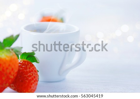 Healthy breakfast coffee and fruits on white background. Healthy vegetarian food, on white.