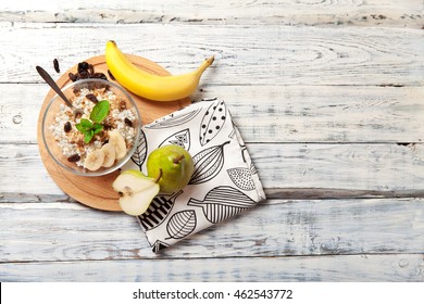 A Healthy Breakfast Cottage Cheese With Granola And Fruit