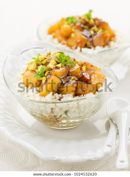 Healthy Breakfast Cottage Cheese Honey Cinnamon Stock Photo Edit