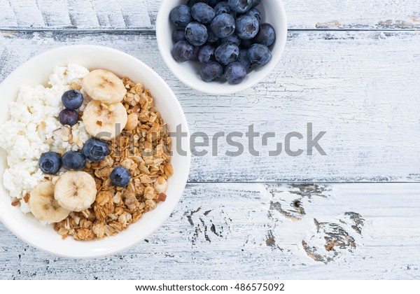 Healthy Breakfast Cottage Cheese Muesli Fresh Stock Photo Edit