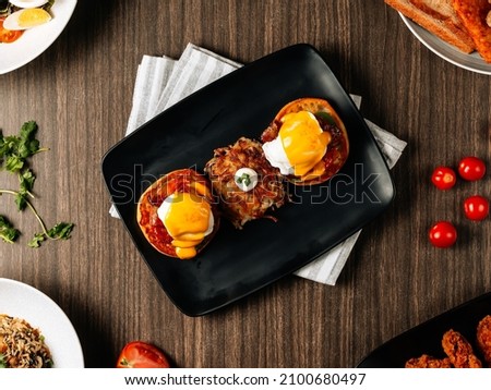 Similar – Foto Bild Fischbrötchen und Bratwurst/Pommes-Werbung auf einem Imbissdach