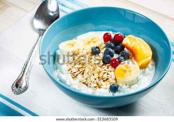 Healthy Breakfast Granulated Cottage Cheese Plus Stock Photo Edit