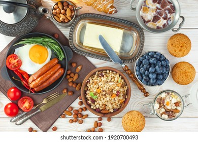 Healthy Breakfast On An Old Background