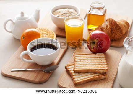 Healthy breakfast on the table close up