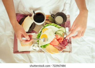 Healthy breakfast served to bed