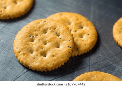 Healthy Brown Round Whole Wheat Crackers On A Platter