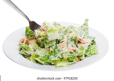 Healthy Caesar Salad Isolated On White