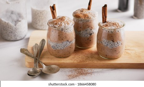 Healthy Chia Seed Pudding With Chocolate Cinnamon Stick 