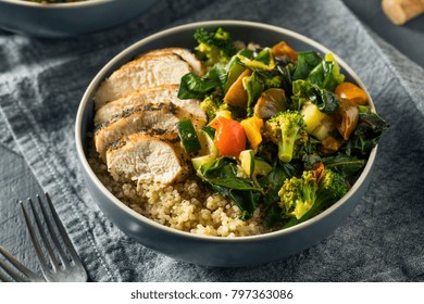Healthy Chicken And Quinoa Bowl With Roasted Veggies