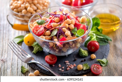 Healthy chickpea vegan salad, diet, vegetarian, vegan food, vitamin snack - Shutterstock ID 639524161