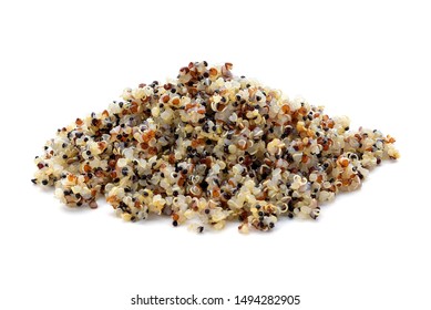 Healthy Colorful Cooked Quinoa Isolated On White.