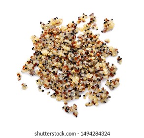 Healthy Colorful Cooked Quinoa Isolated On White. Top View