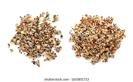 Healthy Colorful Cooked Quinoa Isolated On White. Top View