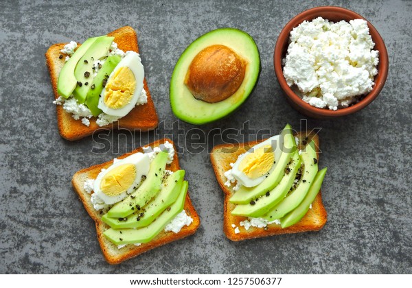 Healthy Cottage Cheese Avocado Toast Egg Stock Photo Edit Now